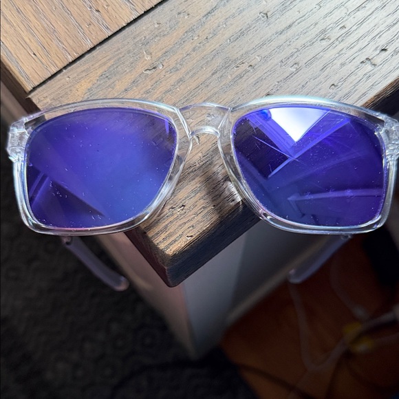 Oakley Transparent Frame Sunglasses with Purple Lenses - Picture 2 of 10